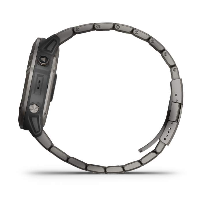 Garmin Fenix 6XPro Solar Titanium - Gioielleria Casavola Noci - laterale pulsanti - smartwatch GPS titanio