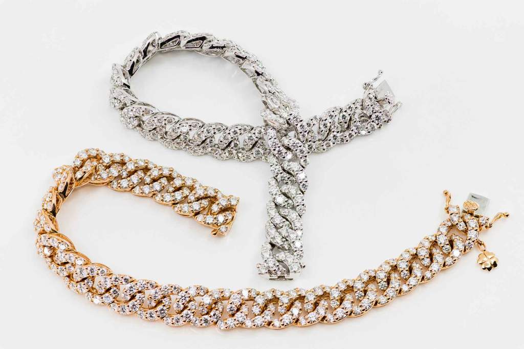Bracciale groumette oro bianco ed oro rosa collezione Prestige - Gioielleria Casavola Noci - Cuban Link Chain Bracelet - promo photo - Miami gold