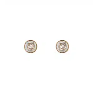 Gucci Interlocking YBD786746001 - Gioielleria Casavola di Noci - orecchini a lobo in oro rosa con madreperla bianca e diamanti - immagine frontale