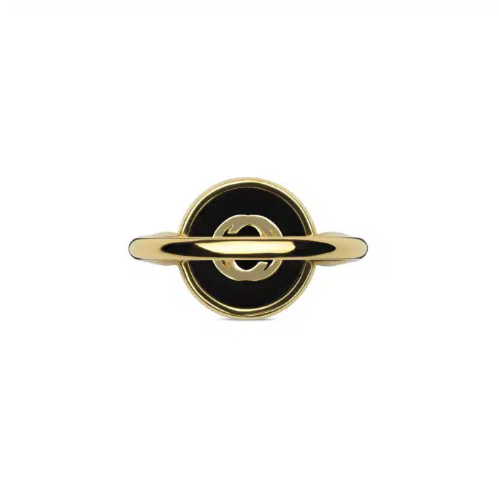Gucci Interlocking YBC786547001 - Gioielleria Casavola di Noci - anello in oro giallo con pietra onice nera e diamanti - immagine posteriore
