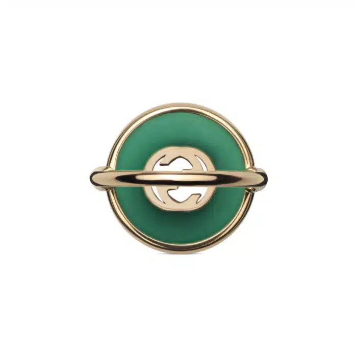 Gucci Interlocking YBC786604002 - Gioielleria Casavola di Noci - anello in oro rosa con agata verde e diamanti - immagine dal gambo