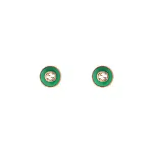 Gucci Interlocking YBD786554002 - Gioielleria Casavola di Noci - orecchini a bottone in oro rosa 18 carati con onice verde - immagine frontale