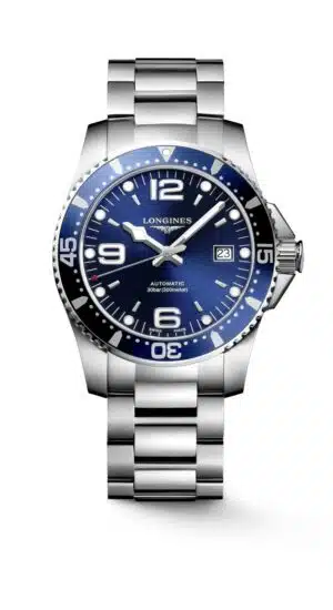 Longines Hydroconquest L3.742.4.96.6 - Gioielleria Casavola di Noci - orologio automatico svizzero subacqueo resistenza 300 metri - ghiera e quadrante color blu